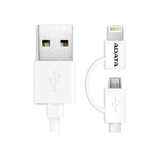CABLE ADATA 2 EN 1 LIGHTNING/MICRO USB IOS/ANDROID(AMFI2IN1-100CM-CWH)